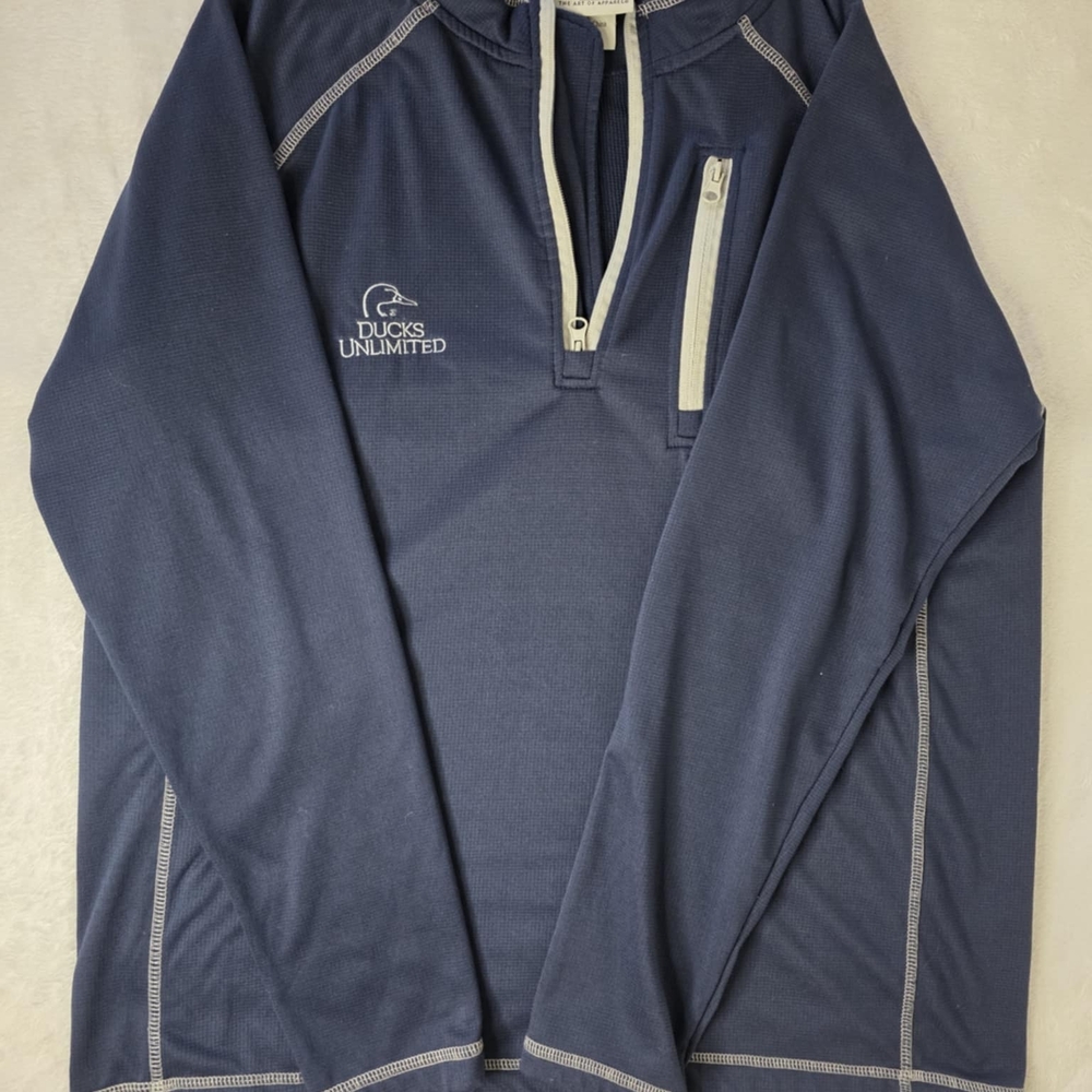 🦆 Ducks Unlimited Navy Quarter Zip Pullover Large